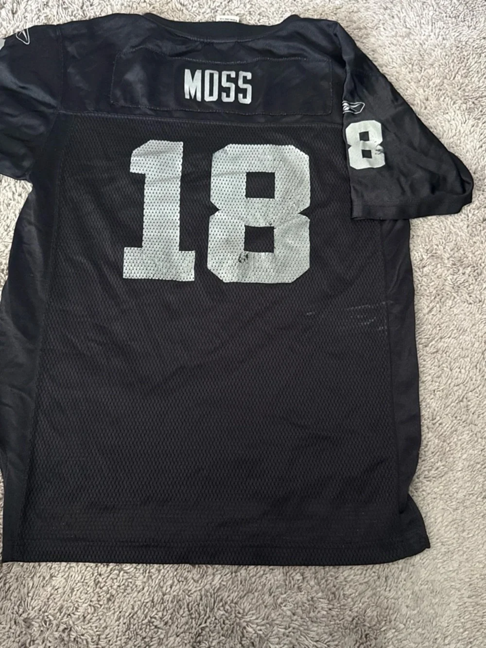 NFL Black Mesh Jersey with Silver 'MOSS' and #18